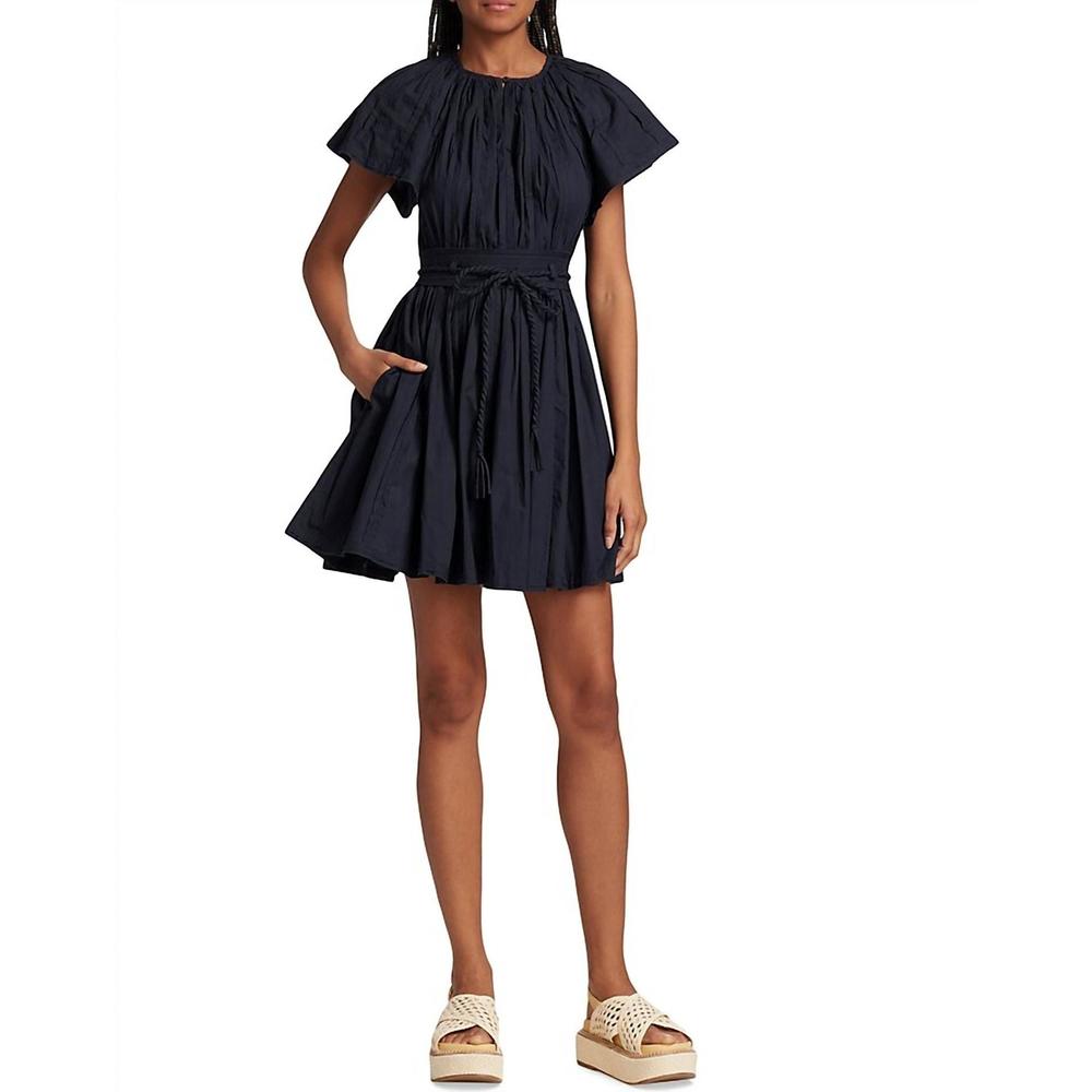 NEW ULLA JOHNSON jessa belted mini dress in midnight blue